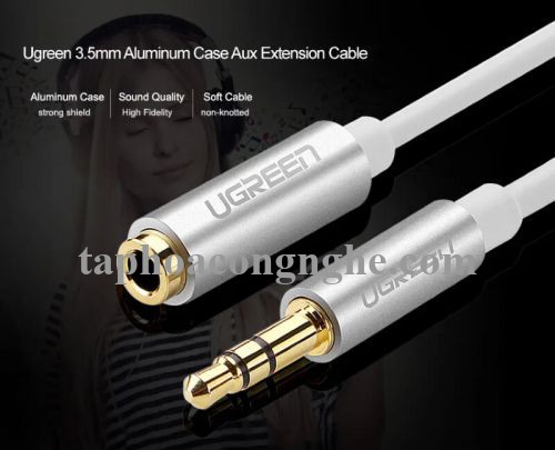 Ugreen 10777 3M màu Trắng Cáp âm thanh 3.5mm nối dài đầu nhôm AV118 30010777